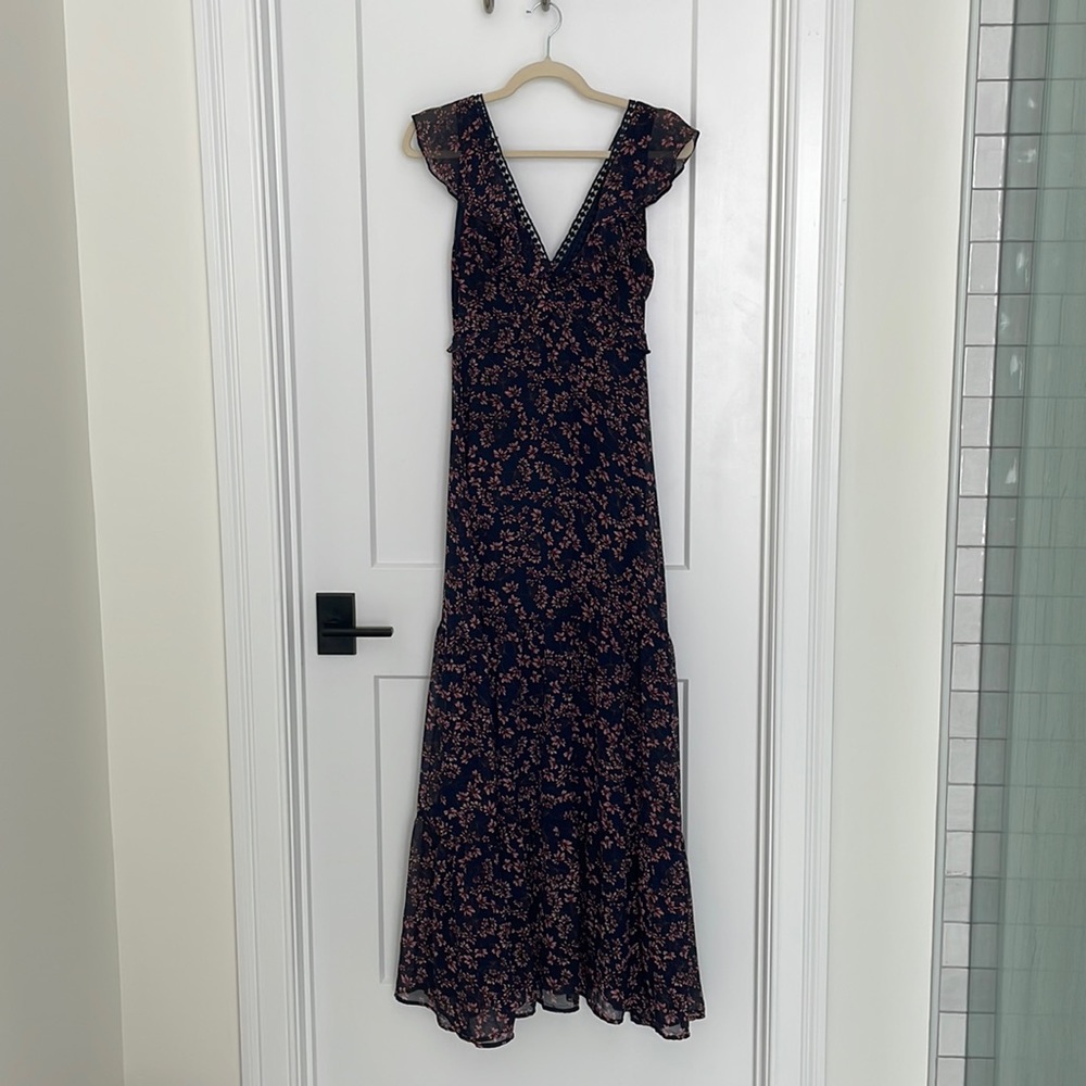 Lulus Darling Daydream Navy Blue Floral Print Ruffled Maxi Dress - Picture 3 of 5